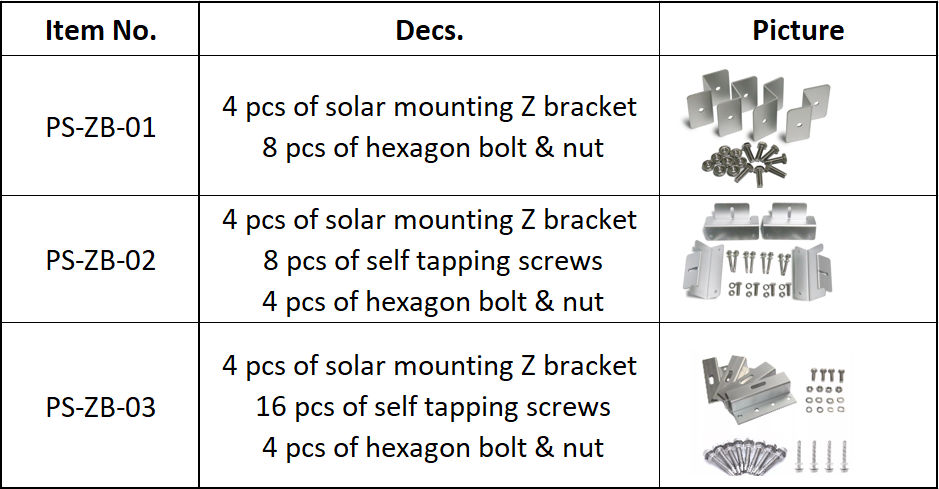 solar Z bracket