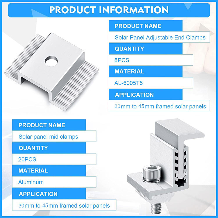 Aluminum Solar Adjustable End Clamp